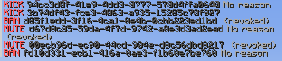 Warrant's punishment history list in chat